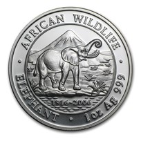 2006 Somalia 1 oz Silver Elephant BU