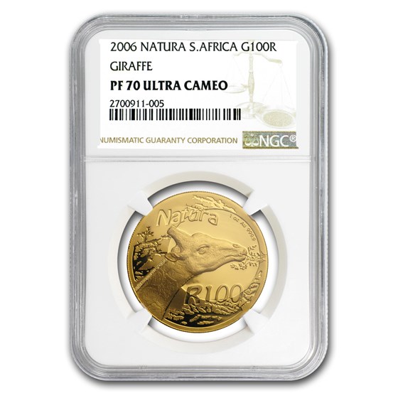 2006 South Africa 1 oz Proof Gold Natura Giraffe PF-70 NGC 2006 South Africa 1 oz Proof Gold Natura Giraffe PF-70 NGC