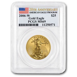 2006-W 1/2 oz Burnished Gold Eagle MS-69 PCGS (20th Anniv) 2006-W 1/2 oz Burnished Gold Eagle MS-69 PCGS (20th Anniv)