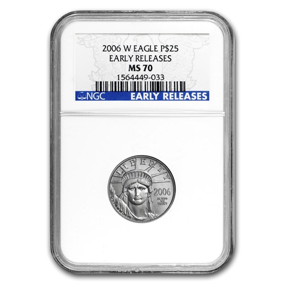 2006-W 1/4 oz Burnished American Platinum Eagle MS-70 NGC (ER) 2006-W 1/4 oz Burnished American Platinum Eagle MS-70 NGC (ER)