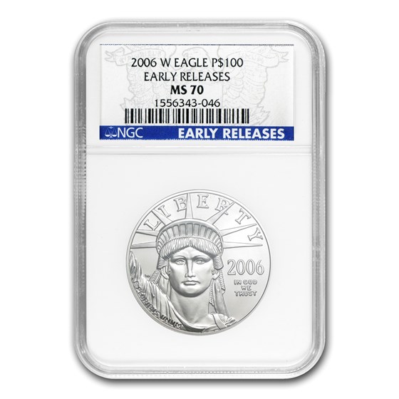 2006-W 1 oz Burnished American Platinum Eagle MS-70 NGC (ER) 2006-W 1 oz Burnished American Platinum Eagle MS-70 NGC (ER)