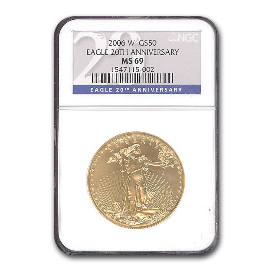 2006-W 1 oz Burnished Gold Eagle MS-69 NGC (20th Anniversary)