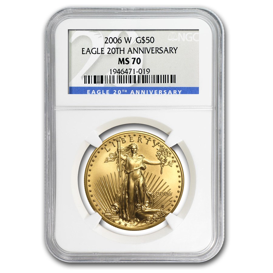 2006-W 1 oz Burnished Gold Eagle MS-70 NGC (20th Anniversary)