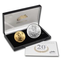 2006-W 2-Coin Burnished Gold & Silver Eagle Set (w/Box & COA)