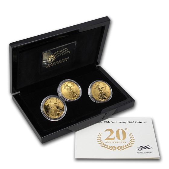 2006-W 3-Coin American Gold Eagle Anniversary Set (w/Box & COA)