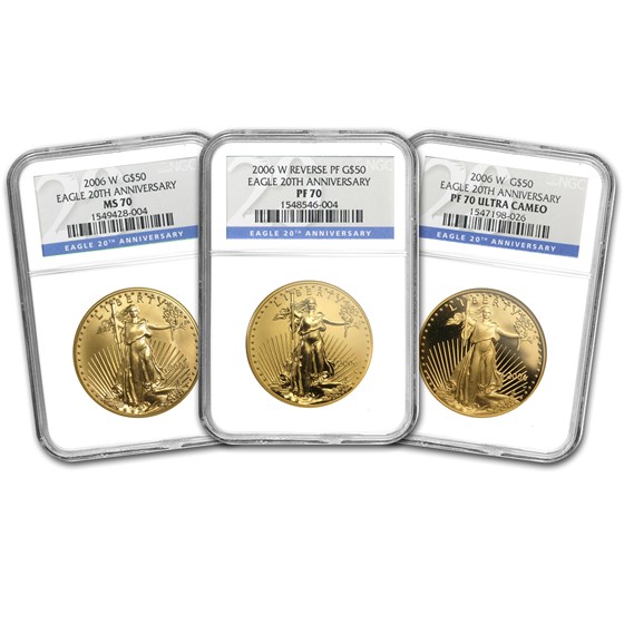 2006-W 3-Coin American Gold Eagle Set MS/PF-70 NGC