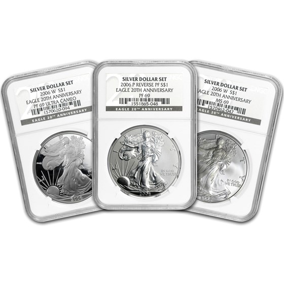 2006-W 3-Coin Proof Silver Eagle Set MS/PF-69 NGC