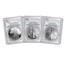 2006-W 3-Coin Silver Eagle Set MS/PR-70 PCGS (FS)