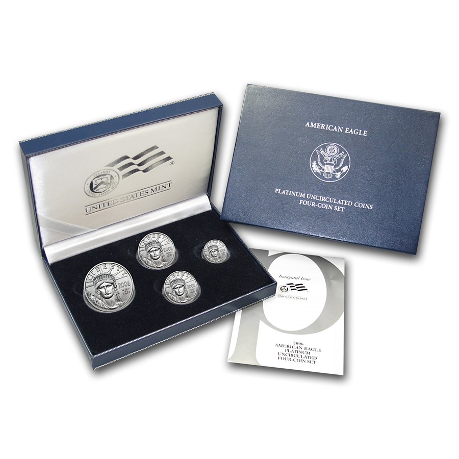 2006-W 4-Coin Burnished American Platinum Eagle Set (w/Box & COA)
