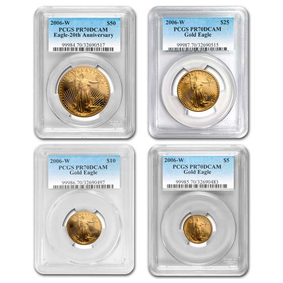 2006-W 4-Coin Proof American Gold Eagle Set PR-70 PCGS 2006-W 4-Coin Proof American Gold Eagle Set PR-70 PCGS