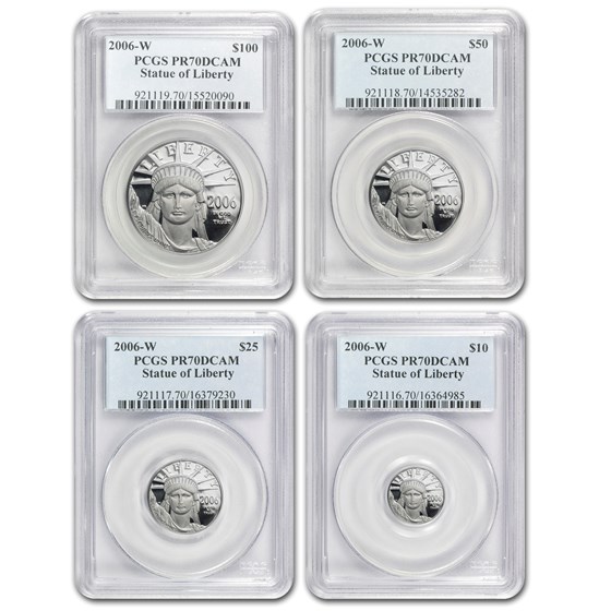 2006-W 4-Coin Proof American Platinum Eagle Set PR-70 PCGS 2006-W 4-Coin Proof American Platinum Eagle Set PR-70 PCGS