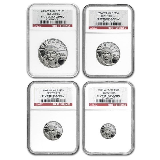 2006-W 4-Coin Proof Platinum American Eagle Set PF-70 NGC (FS) 2006-W 4-Coin Proof Platinum American Eagle Set PF-70 NGC (FS)