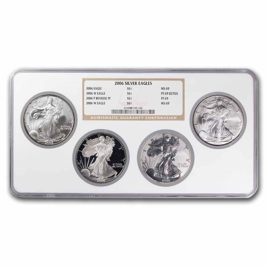2006-W 4-Coin Proof Silver Eagle Set MS/PF-69 NGC