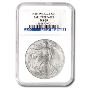 2006-W Burnished American Silver Eagle MS-69 NGC (ER) 2006-W Burnished American Silver Eagle MS-69 NGC (ER)
