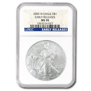 2006-W Burnished Silver American Eagle MS-70 NGC (ER) 2006-W Burnished Silver American Eagle MS-70 NGC (ER)