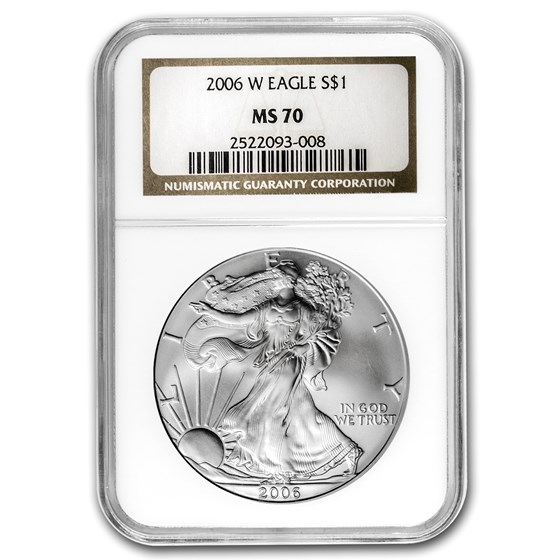 2006-W Burnished Silver American Eagle MS-70 NGC 2006-W Burnished Silver American Eagle MS-70 NGC