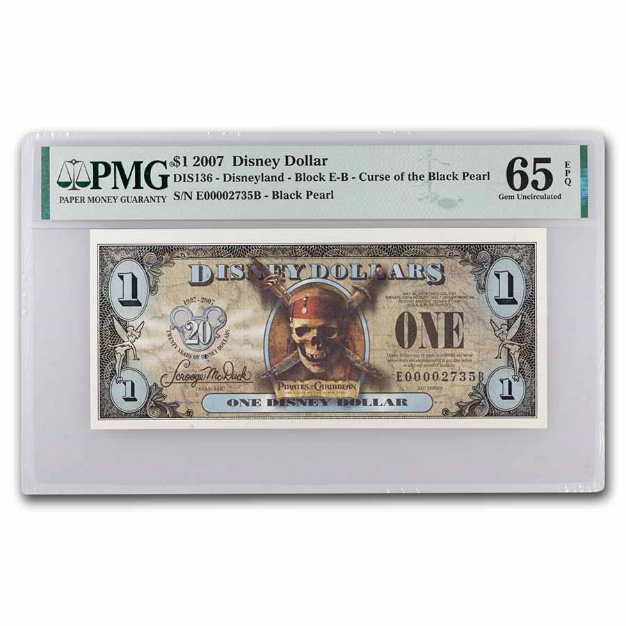 2007 $1.00 (EB) Pirate Skull Swords CU-65 EPQ PMG (DIS#136)
