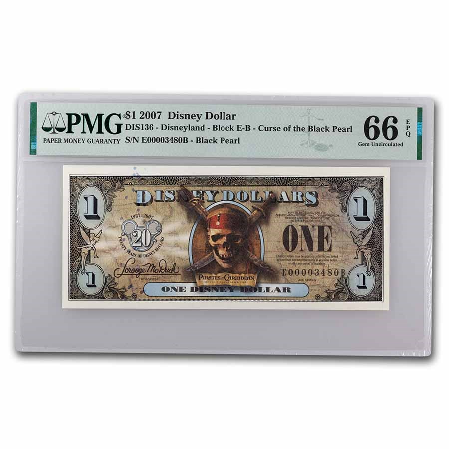 2007 $1.00 (EB) Pirate Skull Swords CU-66 EPQ PMG (DIS#136)