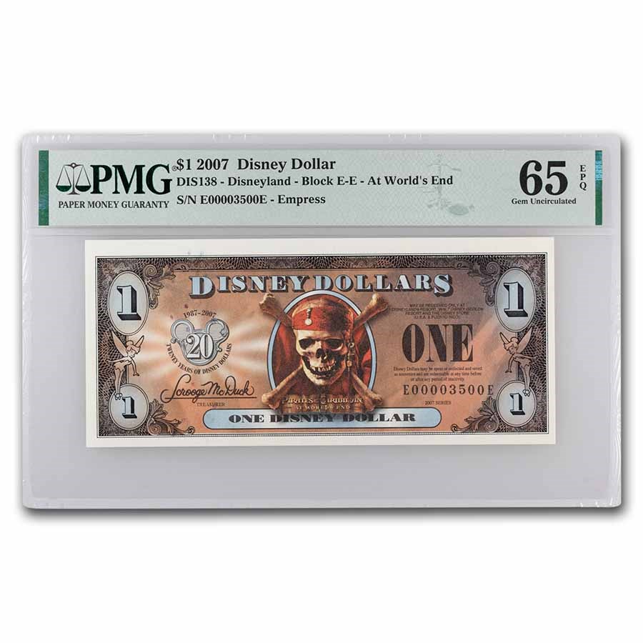 2007 $1.00 (EE) Pirate Skull Bones CU-65 EPQ PMG (DIS#138)