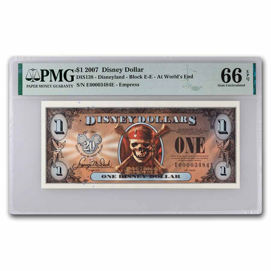 2007 $1.00 (EE) Pirate Skull Bones CU-66 EPQ PMG (DIS#138)