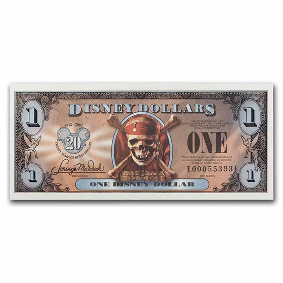 2007 $1.00 (EE) Pirate Skull Bones CU (DIS#138)
