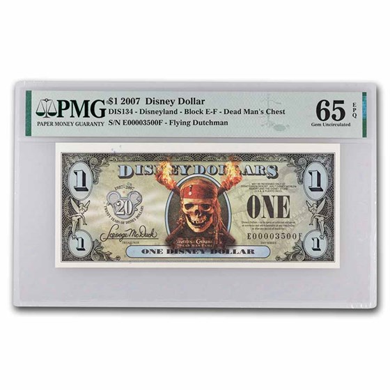 2007 $1.00 (EF) Pirate Skull Fire CU-65 PMG (DIS#134)