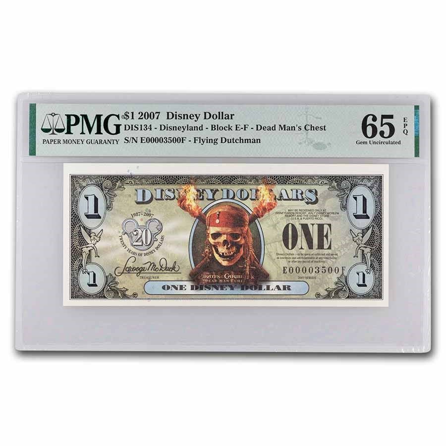 2007 $1.00 (EF) Pirate Skull Fire CU-65 PMG (DIS#134)