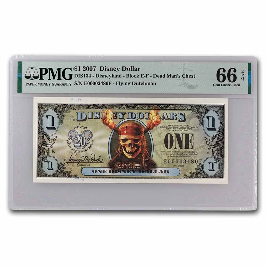 2007 $1.00 (EF) Pirate Skull Fire CU-66 PMG (DIS#134)