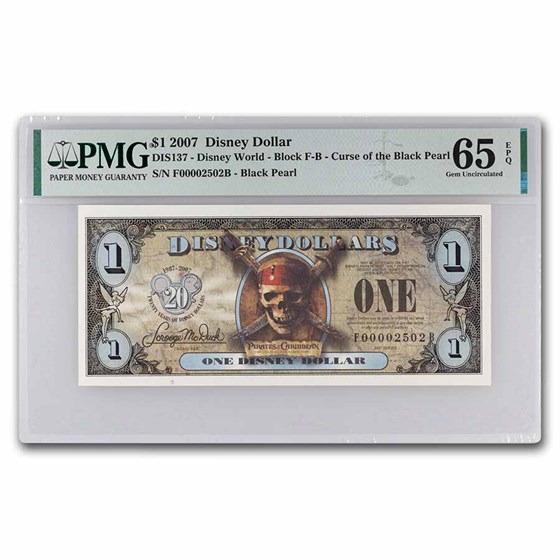 2007 $1.00 (FB) Pirate Skull Swords CU-65 EPQ PMG (DIS#137) 2007 $1.00 (FB) Pirate Skull Swords CU-65 EPQ PMG (DIS#137)