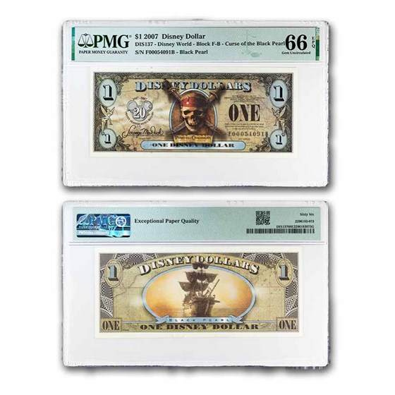 2007 $1.00 (FB) Pirate Skull Swords CU-66 EPQ PMG (DIS#137)
