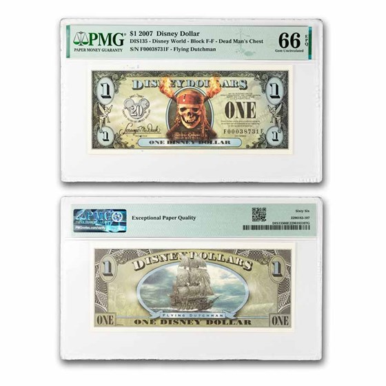 2007 $1.00 (FF) Pirate Skull Fire CU-66 EPQ PMG (DIS#135)