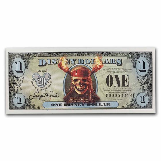 2007 $1.00 (FF) Pirate Skull Fire CU (DIS#135)