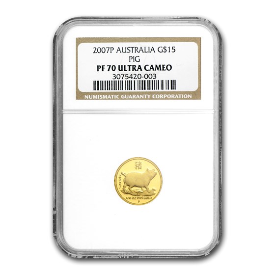 2007 1/10 oz Gold Lunar Year of the Pig PF-70 NGC (Series I) 2007 1/10 oz Gold Lunar Year of the Pig PF-70 NGC (Series I)