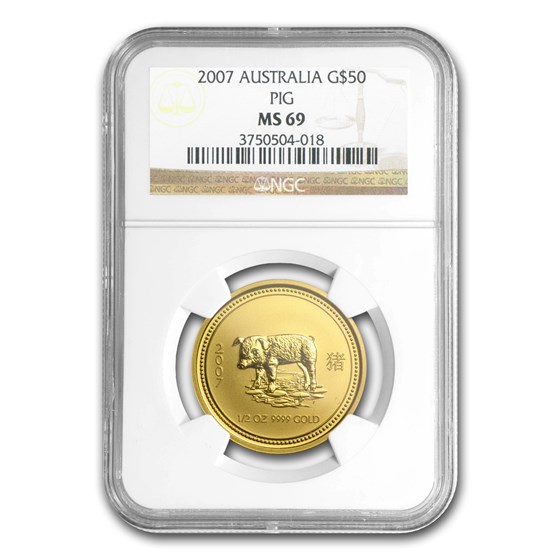 2007 1/2 oz Gold Lunar Year of the Pig MS-69 NGC (Series I) 2007 1/2 oz Gold Lunar Year of the Pig MS-69 NGC (Series I)