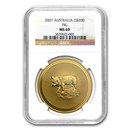 2007 2 oz Gold Lunar Year of the Pig MS-69 NGC (Series I)