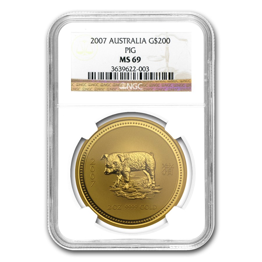2007 2 oz Gold Lunar Year of the Pig MS-69 NGC (Series I)