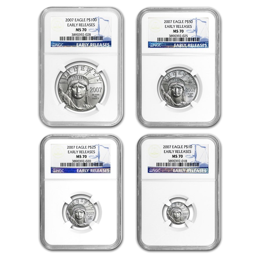 2007 4-Coin American Platinum Eagle Set MS-70 NGC (ER)