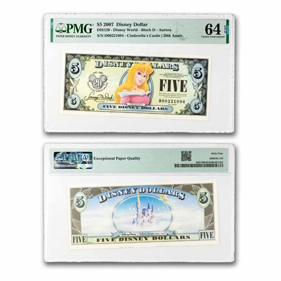 2007 $5.00 (D) Sleeping Beauty CU-64 EPQ PMG (DIS#129)