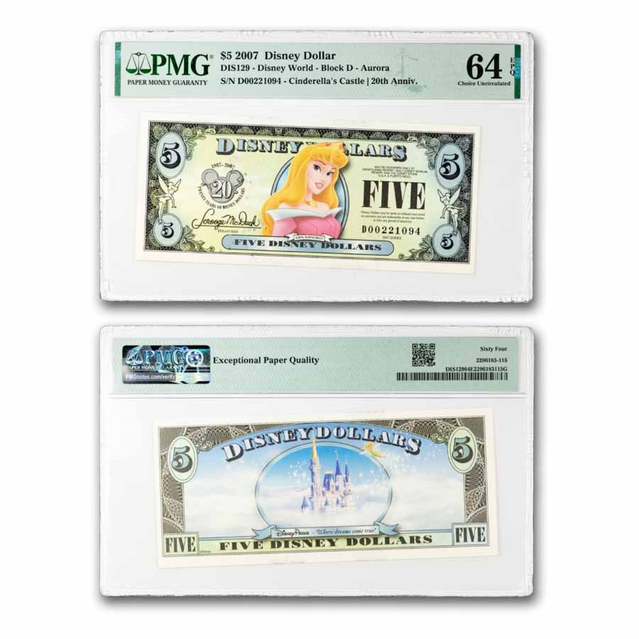 2007 $5.00 (D) Sleeping Beauty CU-64 EPQ PMG (DIS#129)