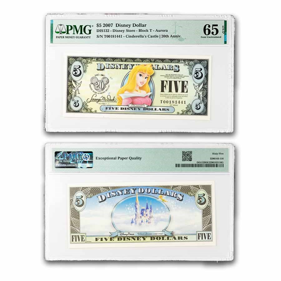 2007 $5.00 (T) Sleeping Beauty CU-65 EPQ PMG (DIS#132)