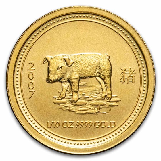 2007 Australia 1/10 oz Gold Lunar Pig BU (Abrasions) 2007 Australia 1/10 oz Gold Lunar Pig BU (Abrasions)