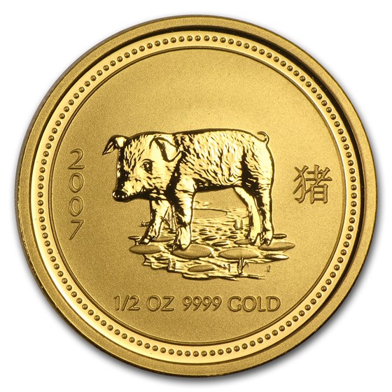 2007 Australia 1/2 oz Gold Lunar Pig BU (Series I) 2007 Australia 1/2 oz Gold Lunar Pig BU (Series I)