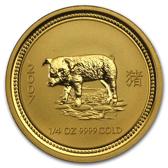 2007 Australia 1/4 oz Gold Lunar Pig BU (Series I)