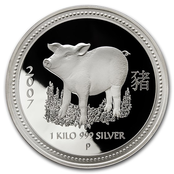2007 Australia 1 kilo Silver Year of the Pig Proof (w/Box & COA) 2007 Australia 1 kilo Silver Year of the Pig Proof (w/Box & COA)