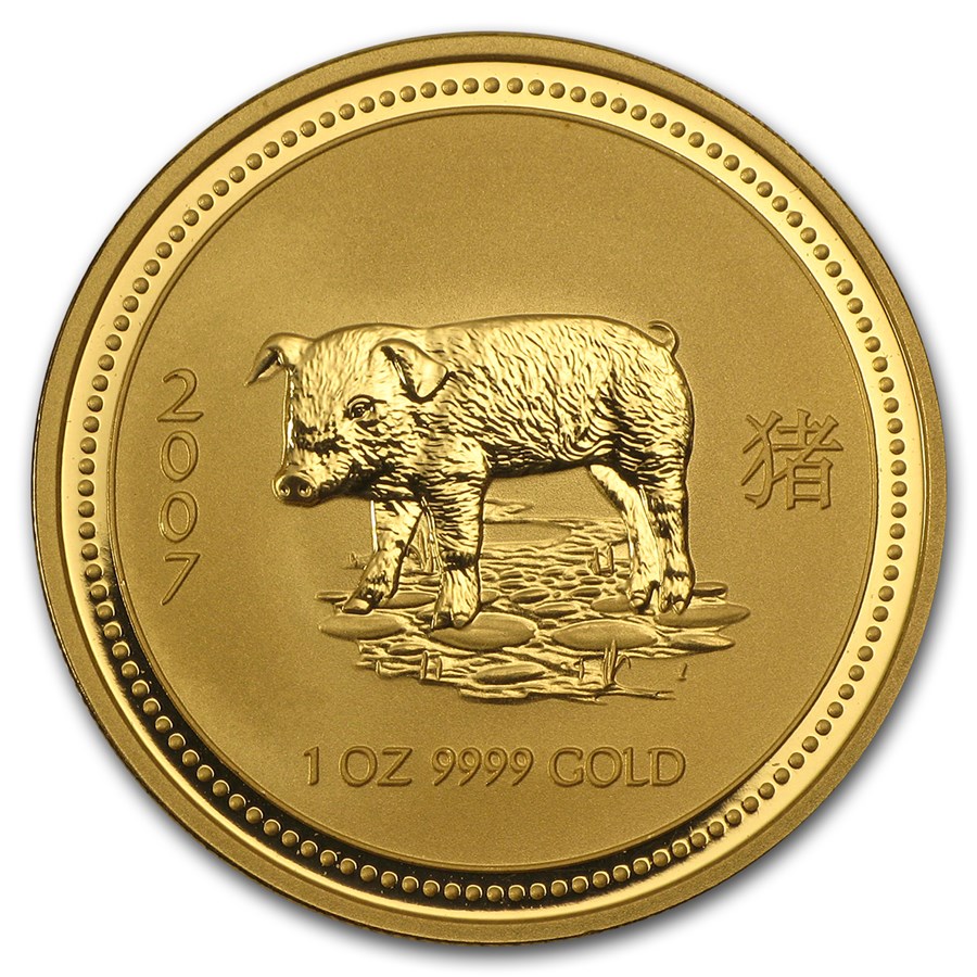 2007 Australia 1 oz Gold Lunar Pig BU (Series I)