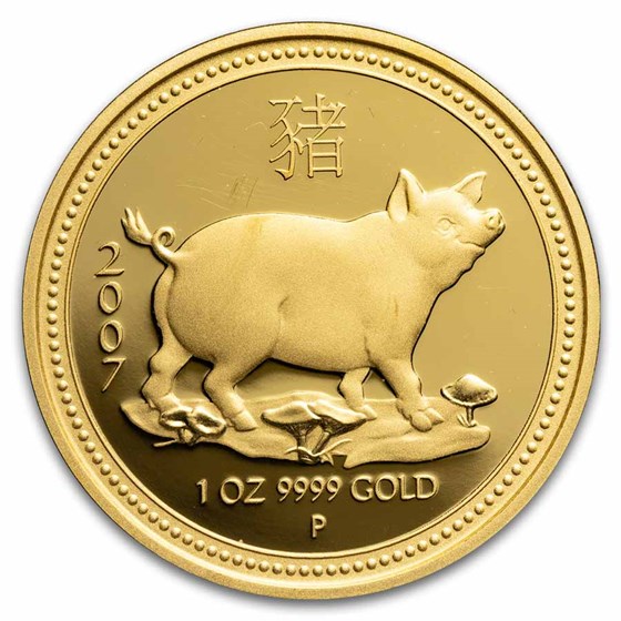 2007 Australia 1 oz Gold Lunar Pig Proof Coin (SI) 2007 Australia 1 oz Gold Lunar Pig Proof Coin (SI)