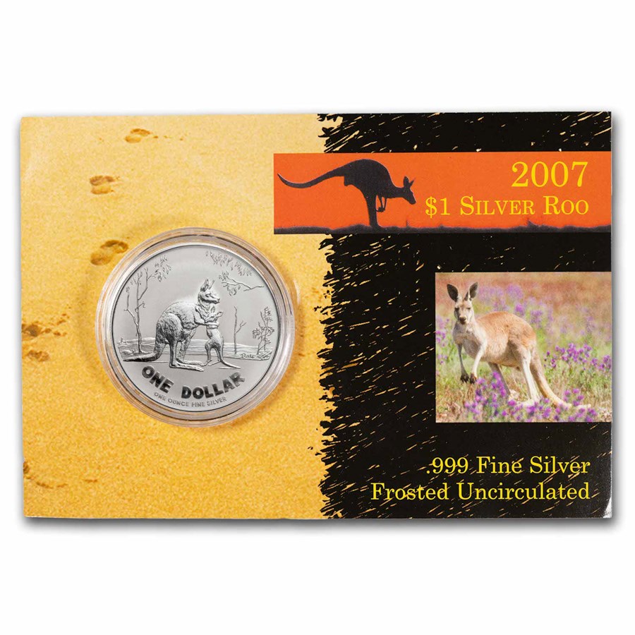 2007 Australia 1 oz Silver Kangaroo (In Orange Display Card)