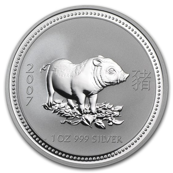 2007 Australia 1 oz Silver Year of the Pig BU (Series I)