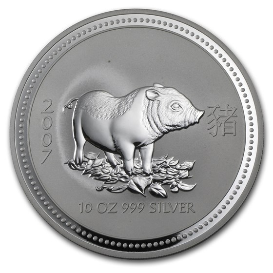 2007 Australia 10 oz Silver Year of the Pig BU 2007 Australia 10 oz Silver Year of the Pig BU