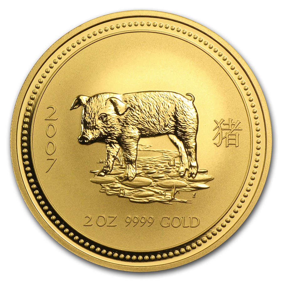 2007 Australia 2 oz Gold Lunar Pig BU (Series I)